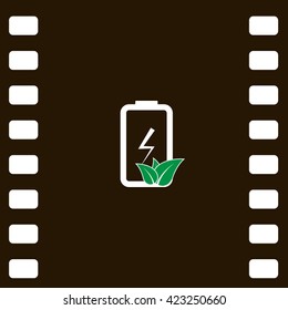Flat paper cut style icon of eco friendly battery. Vector illustration