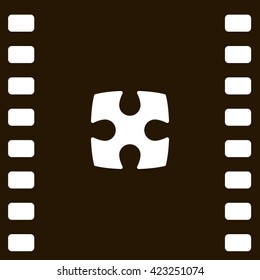 Flat paper cut style icon of puzzle part