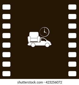 Flat paper cut style icon of vehicle. Delivery car symbol vector illustration