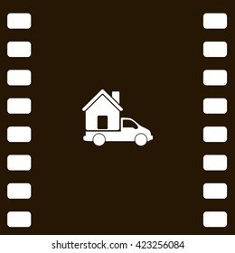 Flat paper cut style icon of vehicle. Delivery car symbol vector illustration