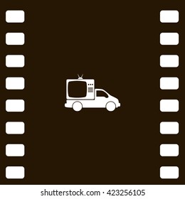 Flat paper cut style icon of vehicle. Delivery car symbol vector illustration