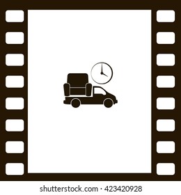 Flat paper cut style icon of vehicle. Delivery car symbol vector illustration