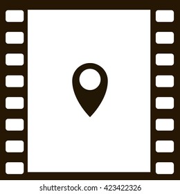 Flat paper cut style icon of map pointer vector illustration