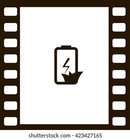 Flat paper cut style icon of eco friendly battery. Vector illustration
