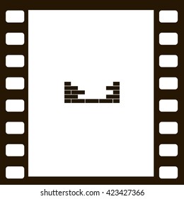 Flat paper cut style icon of brickwork fragment. Vector illustration