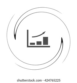 Flat paper cut style icon of a diagram. Vector illustration