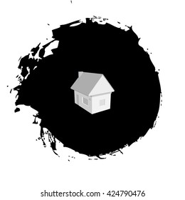 Flat paper cut style icon of house model vector illustration