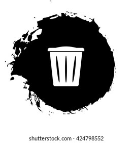 Flat paper cut style icon of trash can. Vector illustration