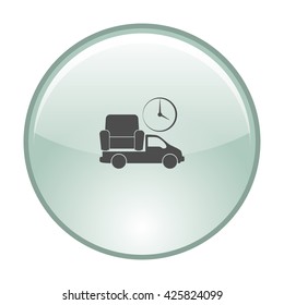 Flat paper cut style icon of vehicle. Delivery car symbol vector illustration