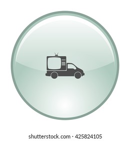 Flat paper cut style icon of vehicle. Delivery car symbol vector illustration