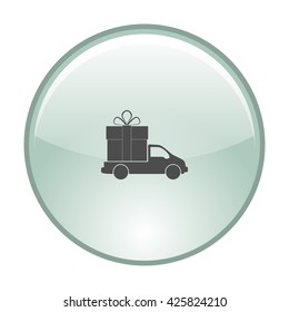 Flat paper cut style icon of vehicle. Delivery car symbol vector illustration