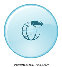 Flat paper cut style icon of vehicle. Delivery car symbol vector illustration
