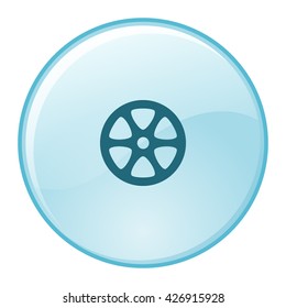 Flat paper cut style icon of old tape spool. Vector illustration