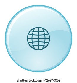 Flat paper cut style icon of globe. Vector illustration