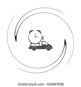 Flat paper cut style icon of vehicle. Delivery car symbol vector illustration