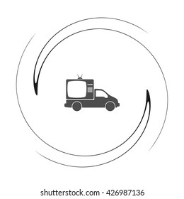 Flat paper cut style icon of vehicle. Delivery car symbol vector illustration