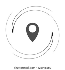 Flat paper cut style icon of map pointer vector illustration