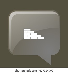 Flat paper cut style icon of brickwork fragment. Vector illustration