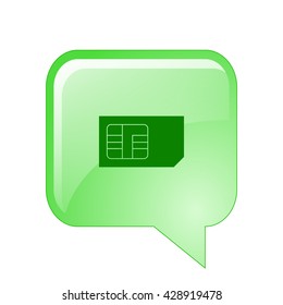 Flat paper cut style icon of a sim card. Vector illustration