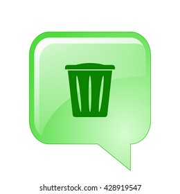 Flat paper cut style icon of trash can. Vector illustration