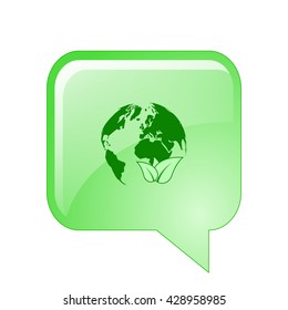 Flat paper cut style icon of eco planet. Vector illustration