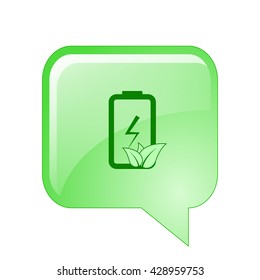 Flat paper cut style icon of eco friendly battery. Vector illustration