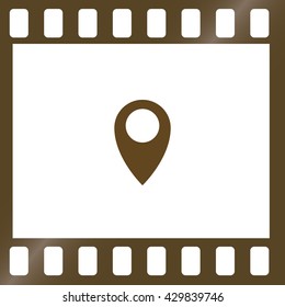 Flat paper cut style icon of map pointer vector illustration
