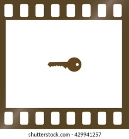 Flat paper cut style icon of an old key. Vector illustration