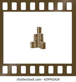 Flat paper cut style icon of sketchy building vector illustration