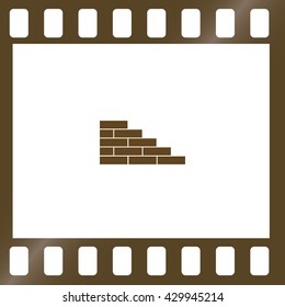 Flat paper cut style icon of brickwork fragment. Vector illustration