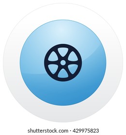 Flat paper cut style icon of old tape spool. Vector illustration