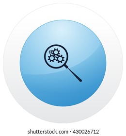 Flat paper cut style icon of magnifier. Vector illustration