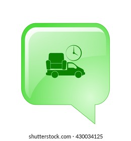 Flat paper cut style icon of vehicle. Delivery car symbol vector illustration