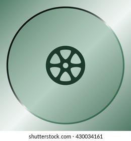 Flat paper cut style icon of old tape spool. Vector illustration