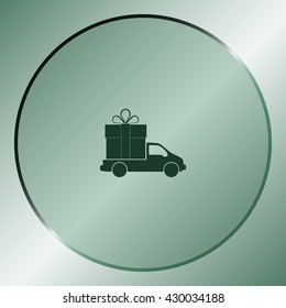 Flat paper cut style icon of vehicle. Delivery car symbol vector illustration