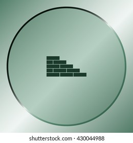 Flat paper cut style icon of brickwork fragment. Vector illustration