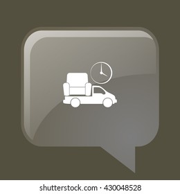 Flat paper cut style icon of vehicle. Delivery car symbol vector illustration