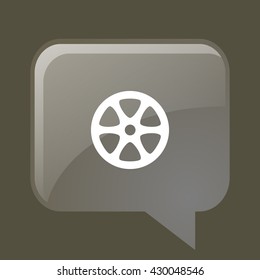Flat paper cut style icon of old tape spool. Vector illustration