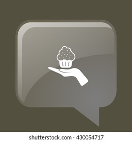 Flat paper cut style icon of cake. Vector illustration