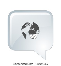 Flat paper cut style icon of eco planet. Vector illustration