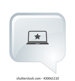 Flat paper cut style icon of laptop computer. Vector illustration