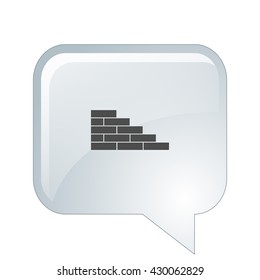 Flat paper cut style icon of brickwork fragment. Vector illustration