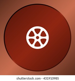 Flat paper cut style icon of old tape spool. Vector illustration