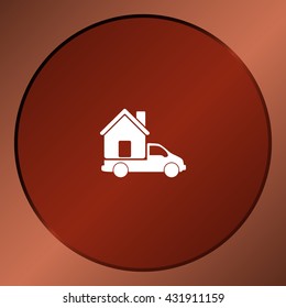 Flat paper cut style icon of vehicle. Delivery car symbol vector illustration