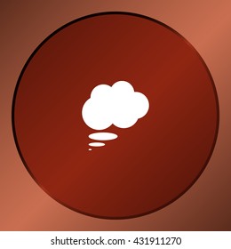 Flat paper cut style icon of thought cloud. Vector illustration