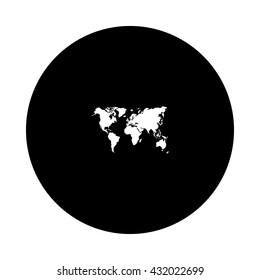Flat paper cut style icon of World Map. Vector illustration