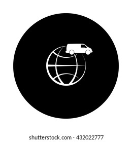 Flat paper cut style icon of vehicle. Delivery car symbol vector illustration