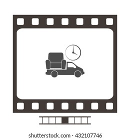 Flat paper cut style icon of vehicle. Delivery car symbol vector illustration