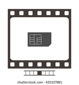 Flat paper cut style icon of a sim card. Vector illustration