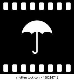Flat paper cut style icon of umbrella. Vector illustration